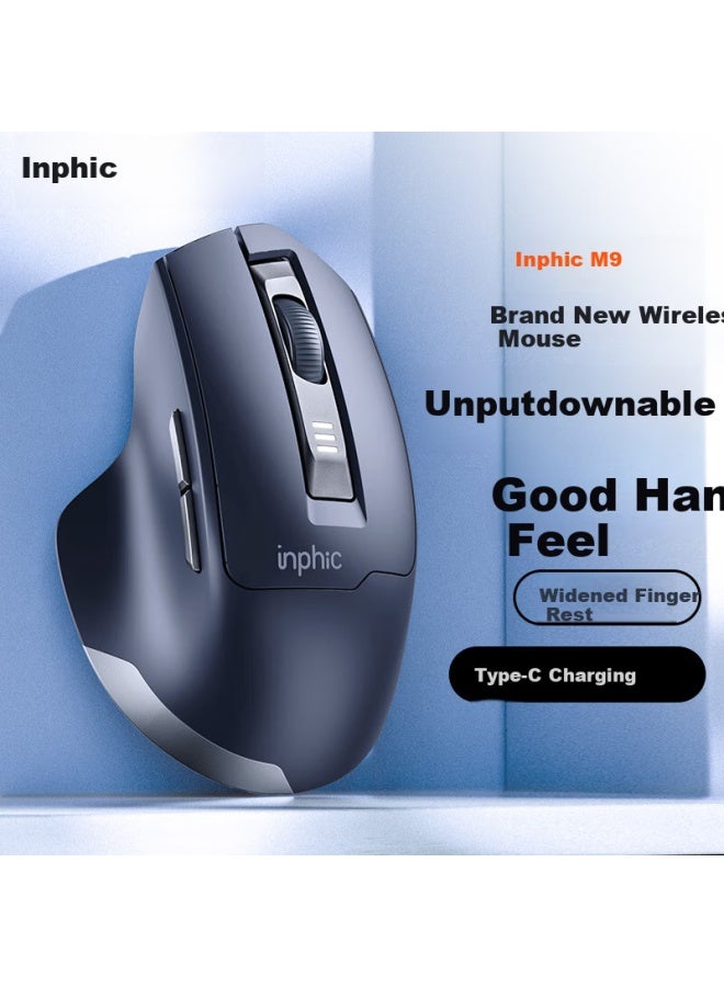 Inphic M9 Wireless Rechargeable Ergonomic Office Portable Light Pen Notebook Desktop Computer Gaming Universal 2.4g Deep Gray - Image 1