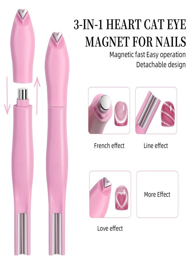 JERCLITY 1 Pieces Light Pink Cat Eye Magnet for Nails 3 in 1 Heart Magnet for Cat Eye Gel Polish Heart Magnets for Nails - Image 5
