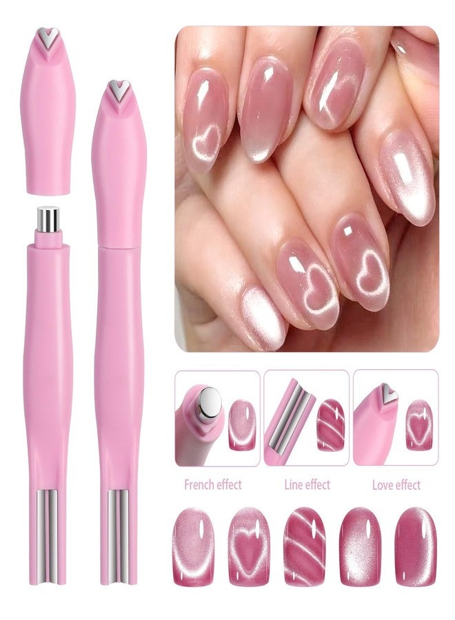 JERCLITY 1 Pieces Light Pink Cat Eye Magnet for Nails 3 in 1 Heart Magnet for Cat Eye Gel Polish Heart Magnets for Nails - Image 3