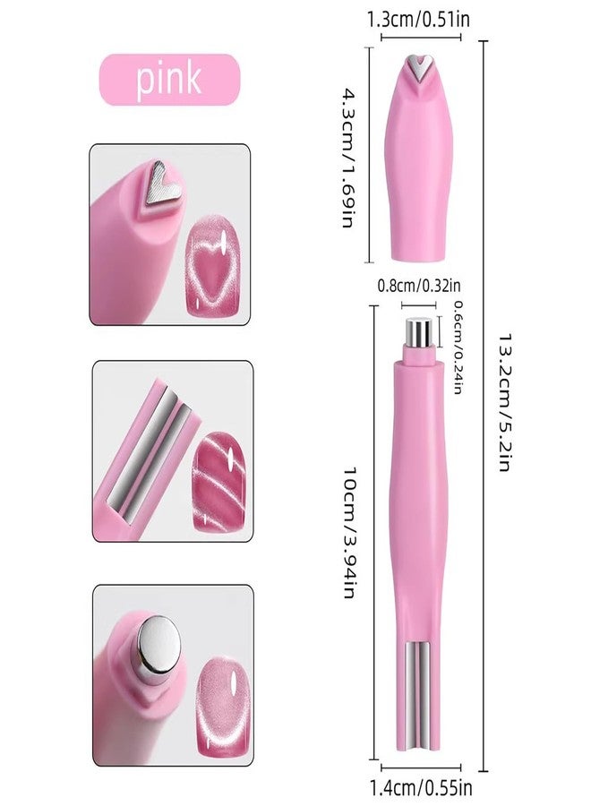 JERCLITY 1 Pieces Light Pink Cat Eye Magnet for Nails 3 in 1 Heart Magnet for Cat Eye Gel Polish Heart Magnets for Nails - Image 2