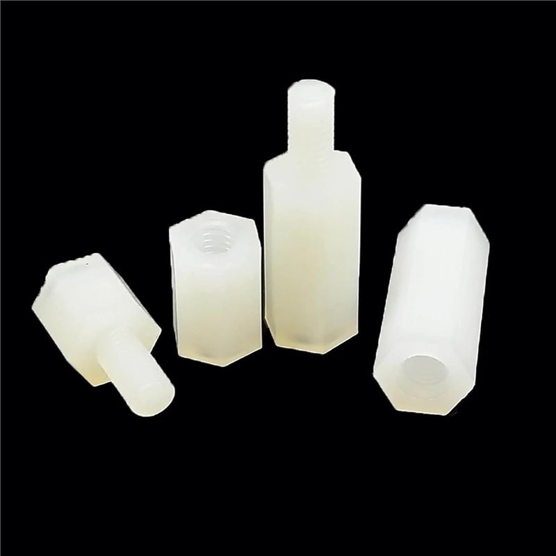 Secure 300PCS M2 .5 M3 M4 Black/White Nylon Hex Hexagon Coupling Connector Joint Column Standoff Spacer for PCB Motherboard(Black Male-Female,M2.5x5mm) - Image 4