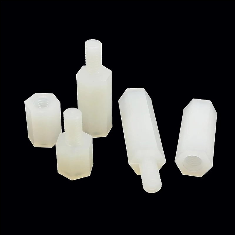 Secure 300PCS M2 .5 M3 M4 Black/White Nylon Hex Hexagon Coupling Connector Joint Column Standoff Spacer for PCB Motherboard(Black Male-Female,M2.5x5mm) - Image 5