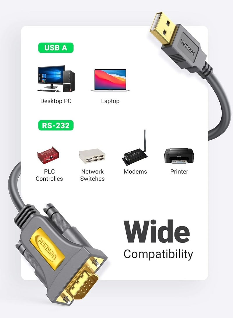 يو جرين UGREEN USB to DB9 RS-232 Adapter Cable 1.5m - Image 4