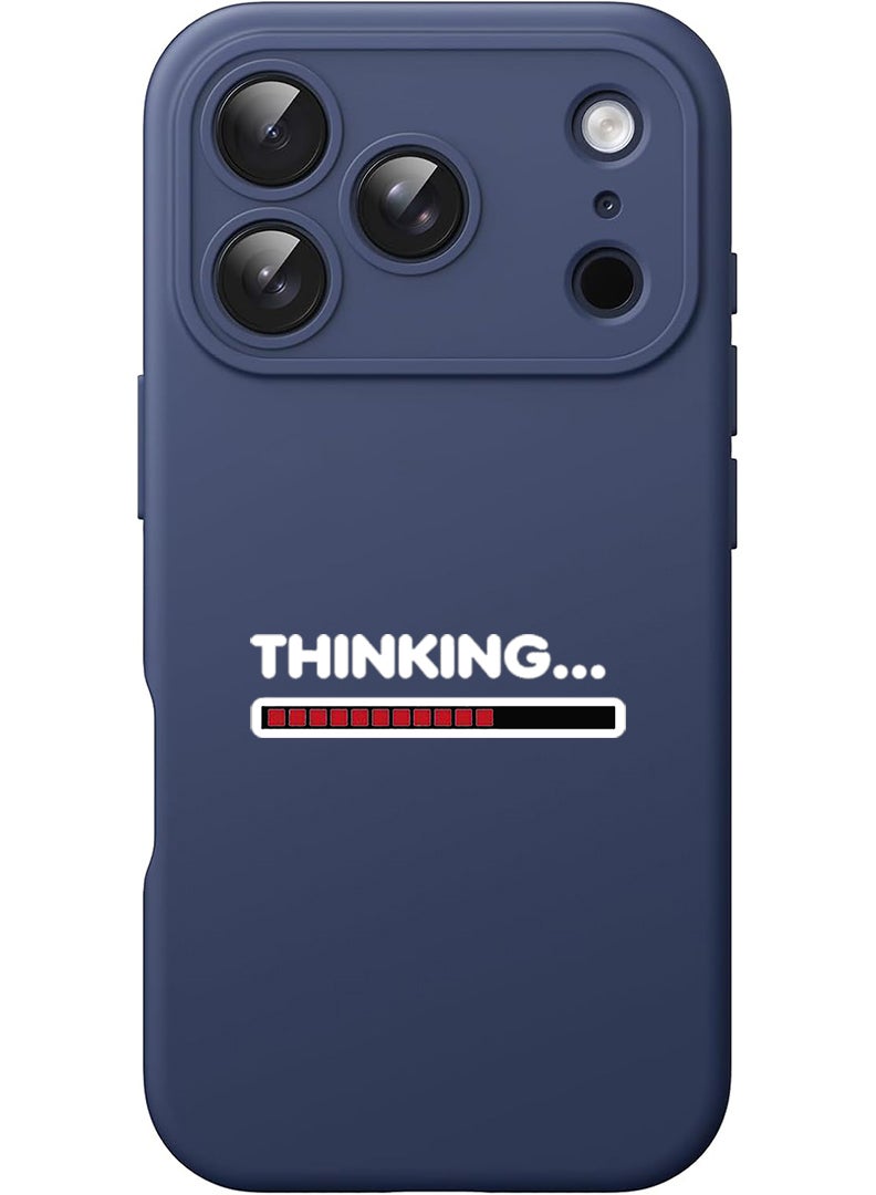 Theodor Protective Slim Fit Case Liquid Silicone Cover with Full Body Protection Anti-Scratch Shockproof Case For Apple iPhone 17 Pro Max (Blue) Thinking - White - Image 1