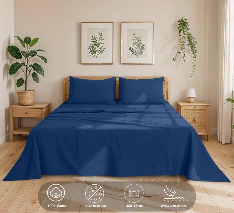 RUVANTI 100% Cotton Flannel Sheets Full Size - 4 Piece Warm, Soft & Breathable, Deep Pocket, Double Brushed Cozy All Season Bedding Set, Dark Blue - Image 2