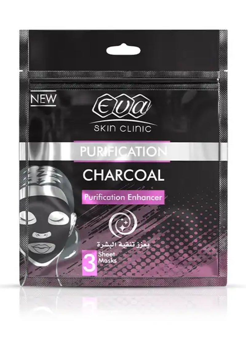 Eva Skin Clinic Charcoal Sheet Mask - 3 Sheet 