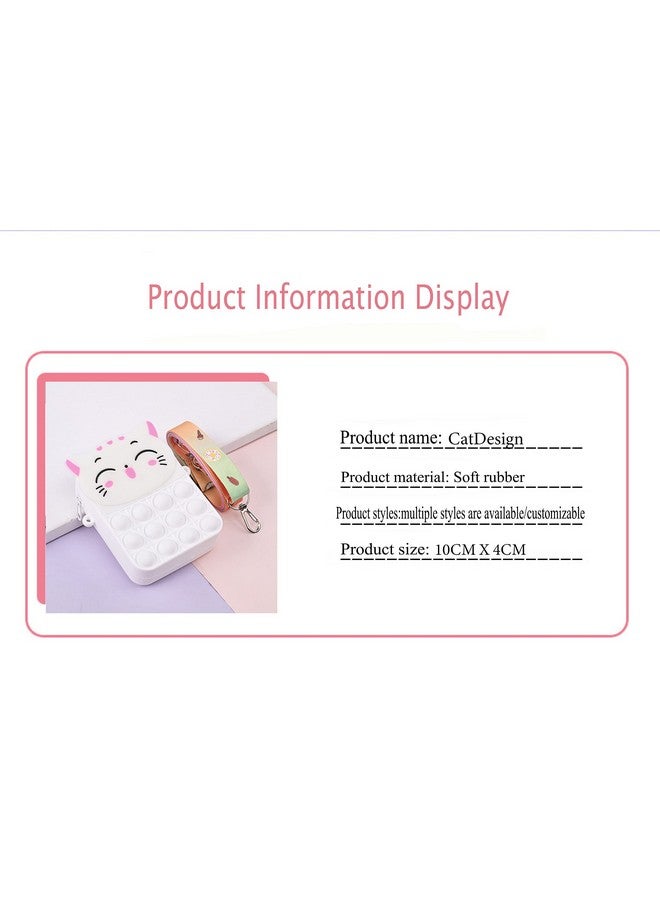 Syga SYGA Children Pop It Fidget Cat Pattern Silicone Bag Kids Push Popper Educational Decompression Bubble Shoulder Bag (White)  - Image 3