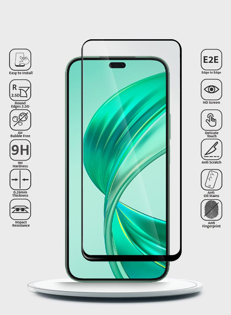 دبليو تيك هونر X8b 4G 2023 / X8c 4G 2025 / هونر 200 لايت 5 جي 2024 / هونر X8c 4G 2025 بريميوم E2E واقي شاشة زجاجي مقوى بغطاء كامل الغراء (MSGECN) - شفاف / أسود - Image 2