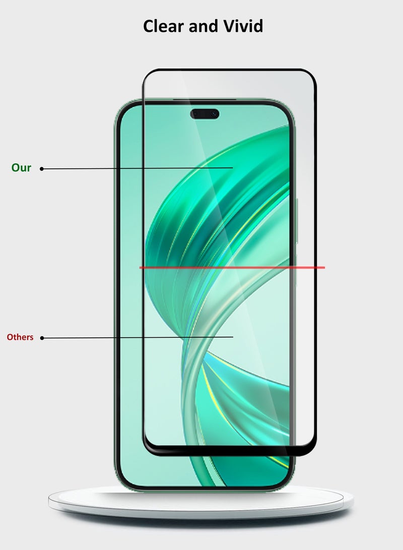 دبليو تيك هونر X8b 4G 2023 / X8c 4G 2025 / هونر 200 لايت 5 جي 2024 / هونر X8c 4G 2025 بريميوم E2E واقي شاشة زجاجي مقوى بغطاء كامل الغراء (MSGECN) - شفاف / أسود - Image 4