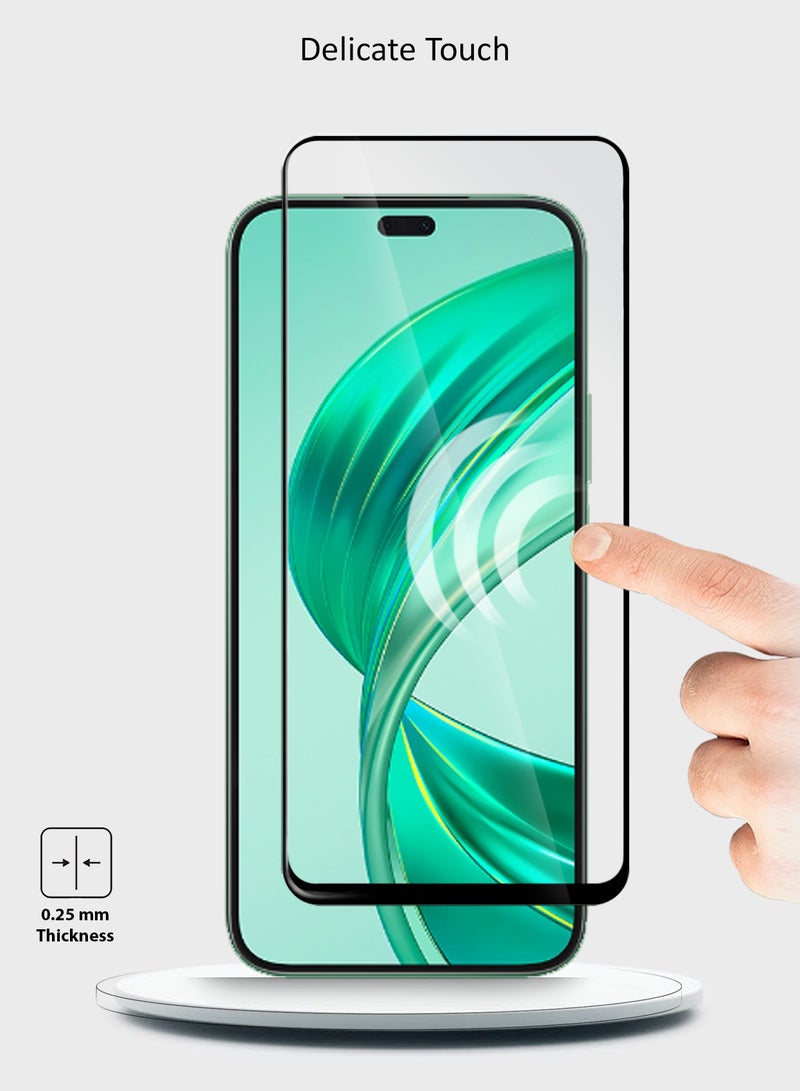 دبليو تيك هونر X8b 4G 2023 / X8c 4G 2025 / هونر 200 لايت 5 جي 2024 / هونر X8c 4G 2025 بريميوم E2E واقي شاشة زجاجي مقوى بغطاء كامل الغراء (MSGECN) - شفاف / أسود - Image 5