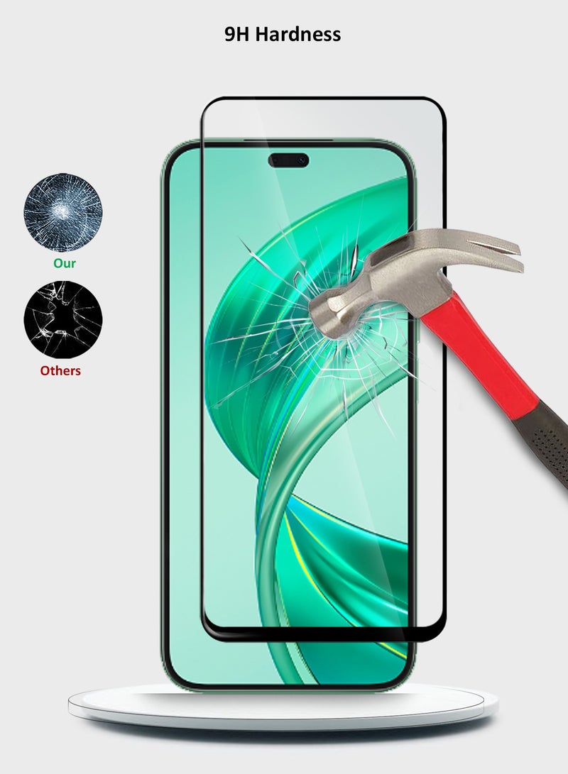 دبليو تيك هونر X8b 4G 2023 / X8c 4G 2025 / هونر 200 لايت 5 جي 2024 / هونر X8c 4G 2025 بريميوم E2E واقي شاشة زجاجي مقوى بغطاء كامل الغراء (MSGECN) - شفاف / أسود - Image 3