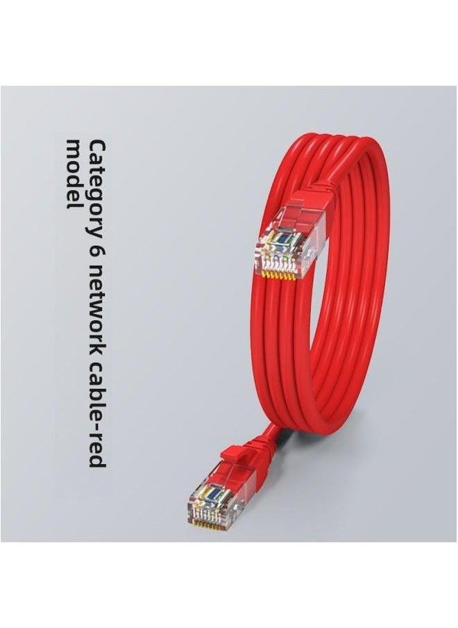 Generic Pure Copper Network Cable Household Super 66 Gigabit Computer 55 Router 10 Broadband Finished High-speed 15 Meters-Color:Category 6 Red Over Fuluke Oxygen-free Copper-Line Length:0.6m  - Image 1