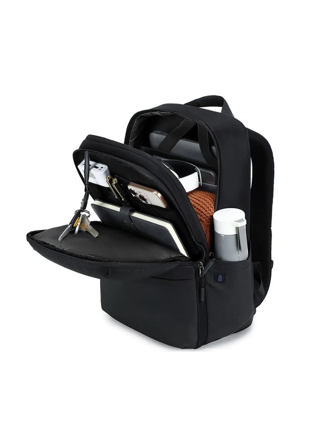 GREEN LION Smithfield Laptop Backpack / Casual Travel Laptop Backpack / Anti-Theft Pocket / Fits up to 15.6" devices / Splash Proof / 150D Polyester / Multi-Compartment Design / Side Mesh Pockets / Smooth Pull Zippers - Black - Image 2