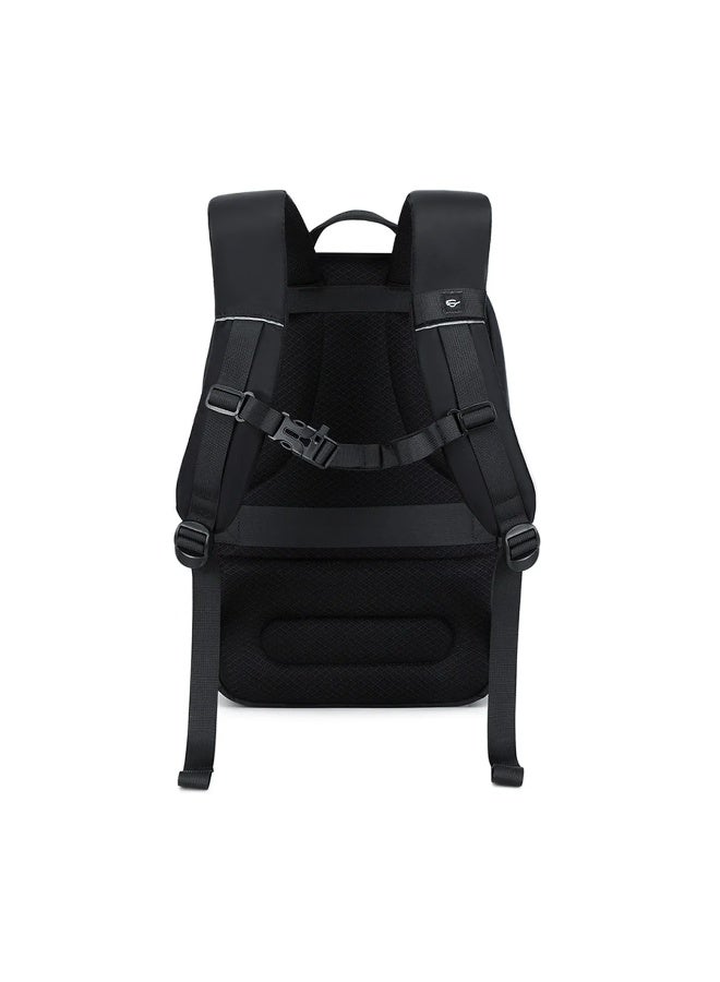 GREEN LION Smithfield Laptop Backpack / Casual Travel Laptop Backpack / Anti-Theft Pocket / Fits up to 15.6" devices / Splash Proof / 150D Polyester / Multi-Compartment Design / Side Mesh Pockets / Smooth Pull Zippers - Black - Image 3