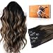 DOORES Hair Extensions Clip in Balayage Natural Black to Chestnut Brown Remy Human Hair Clip in Extensions Natural Hair Extensions Straight 20 Inch 7pcs 120g - Image 2