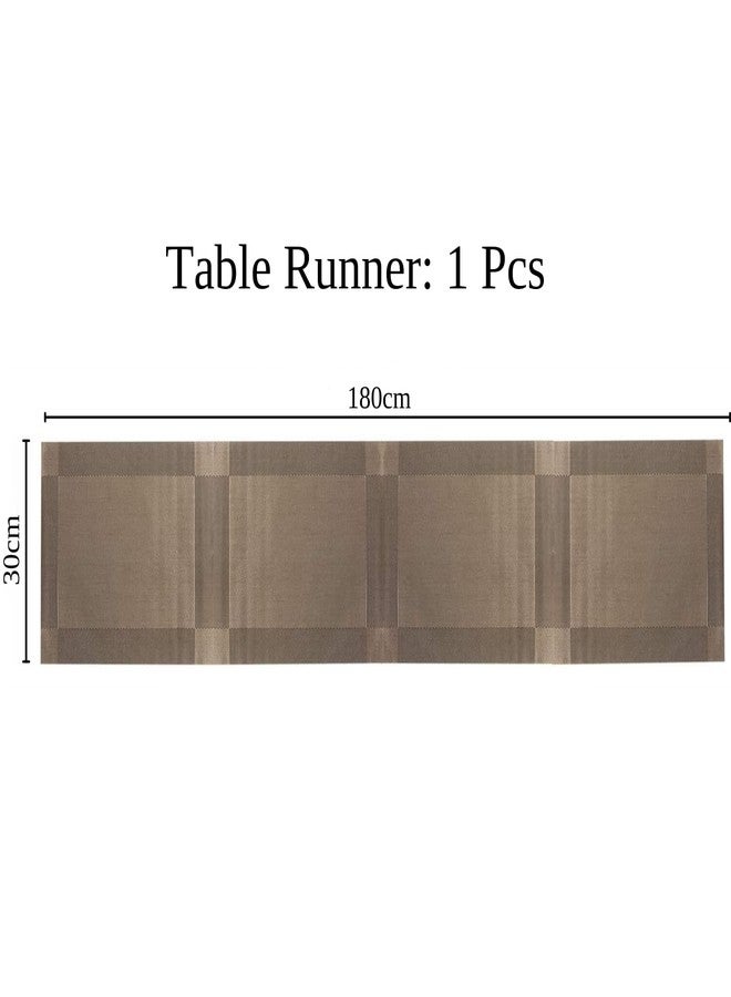TASKHOUSE Table Runner Non-Slip, Durable PVC Woven Vinyl, Stain Resistant for Kitchen, Dining Table, Bedroom (Brown, Pack of 1) - Image 2