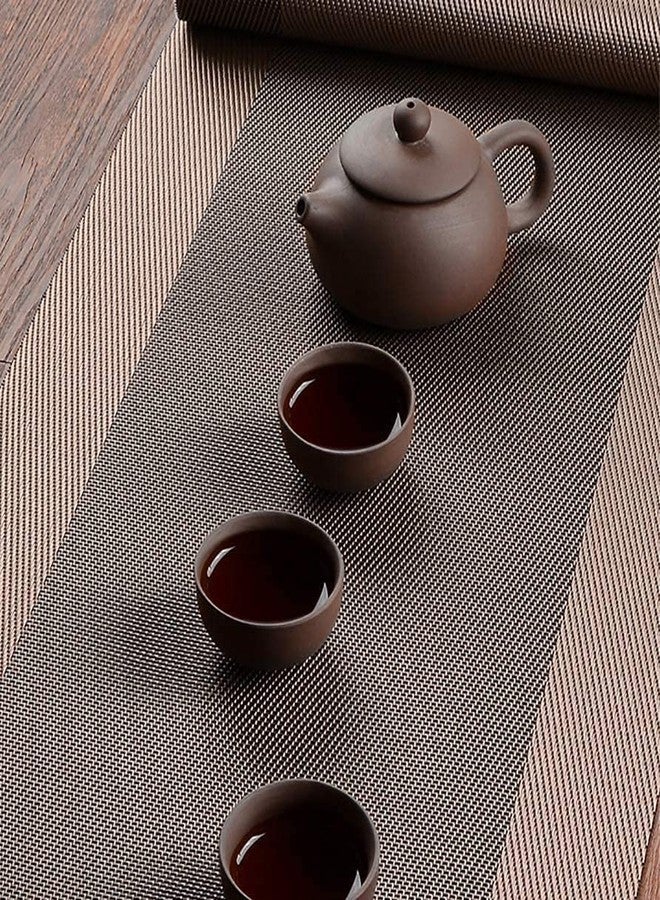 TASKHOUSE Table Runner Non-Slip, Durable PVC Woven Vinyl, Stain Resistant for Kitchen, Dining Table, Bedroom (Brown, Pack of 1) - Image 4