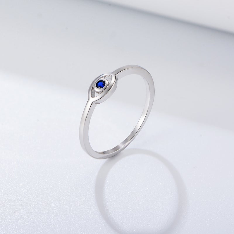 S925 Sterling Silver Devil's Eye Ring Women's European and American Stylish Retro Gold-Plated Blue Zircon Eye Ring Hand Jewelry - Image 1