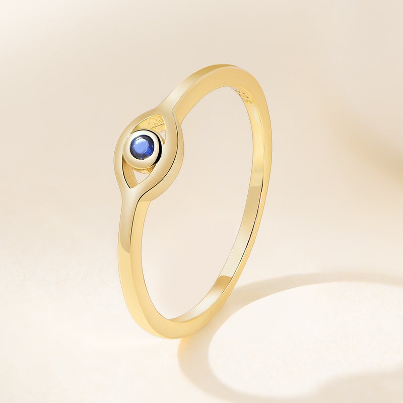 S925 Sterling Silver Devil's Eye Ring Women's European and American Stylish Retro Gold-Plated Blue Zircon Eye Ring Hand Jewelry - Image 4