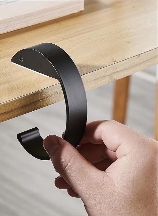 Unewshi C Shape Purse Hook for Table, 2 Pcs Handbag Hanger for Desk Heavy Duty Purse Hook Floding Bag Holder, Metal Bag Hanger, Black  - Image 4