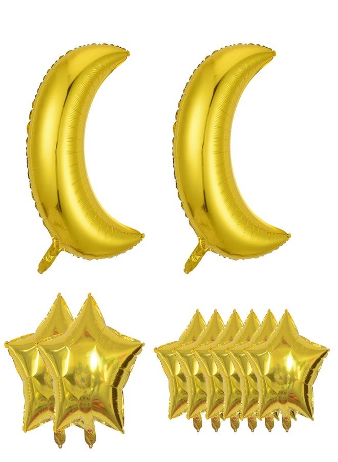 DYT 10PCS Gold Star Foil Balloons Moon Foil Mylar Balloons for Baby Shower Christmas Anniversary Engagement Wedding Birthday Party Decoration - Image 1