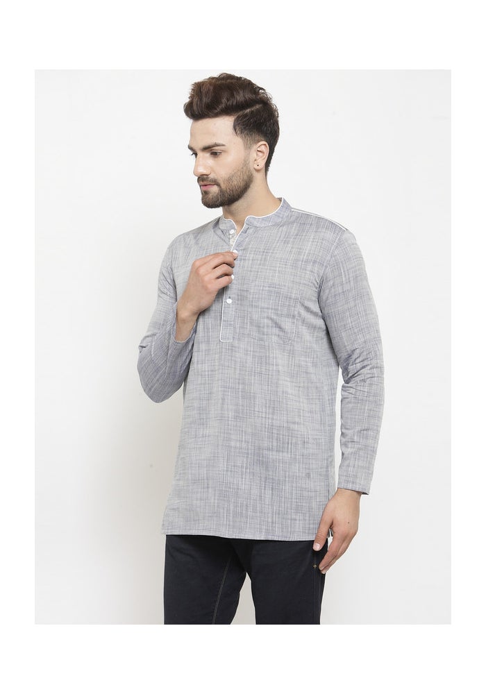 ARCHATTIRE Men’s Grey Cotton Kurta for Men - Image 3