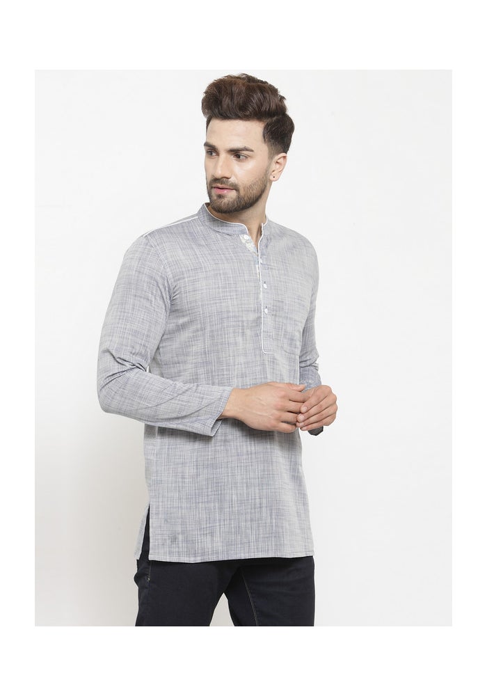 ARCHATTIRE Men’s Grey Cotton Kurta for Men - Image 2