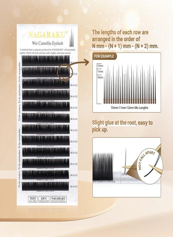 نجراكو وصلات رموش كاميليا رطبة من ناجاراكو، رموش فردية، 3 مجموعات متعددة الأطوال، لون أسود مطفي فاخر، وصلات رموش كلاسيكية طبيعية لاصقة مسبقًا، كثافة فائقة، لوازم صالونات التجميل - 0.07 رطل 11-12-2013 - Image 3