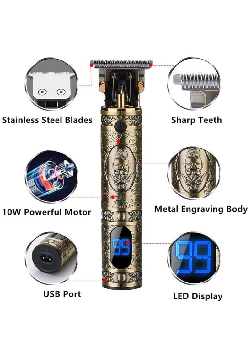 ELTRAZONE Upgraded Hair Trimmer Beard Clippers for Men Professional USB Electric Hair Clippers for Hair Cutting Trimmers Cordless Outliner Zero Gaped LED Display (Hair Clippers for Men, GOLD 06) - Image 2