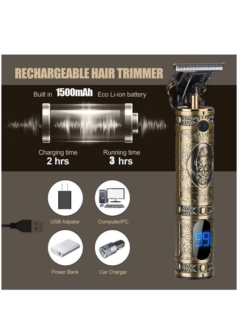 ELTRAZONE Upgraded Hair Trimmer Beard Clippers for Men Professional USB Electric Hair Clippers for Hair Cutting Trimmers Cordless Outliner Zero Gaped LED Display (Hair Clippers for Men, GOLD 06) - Image 5
