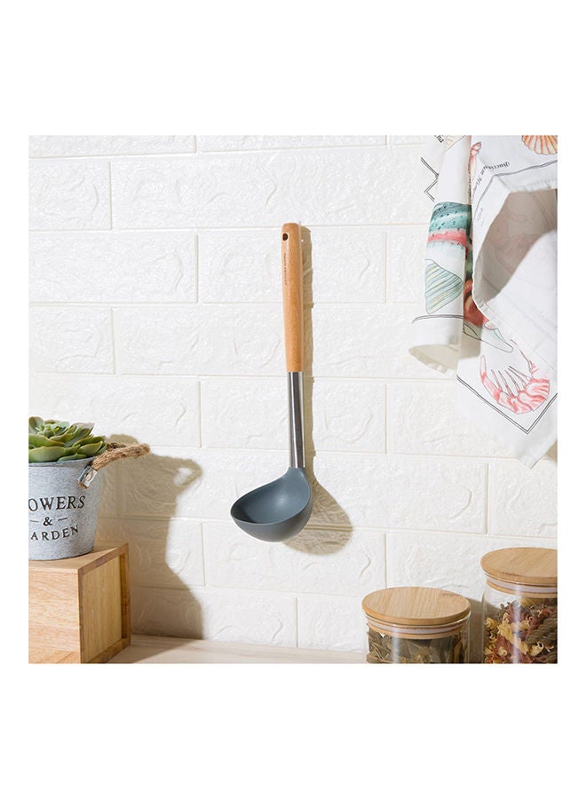 DANUBE HOME Danube Essential Silicon Soup Ladle Silicon Stainless Steel Beech Modern Houseware Utensil L 32x9cm Grey - Image 2