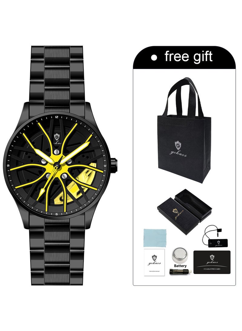 GOHUOS Men's Casual New Wheels Rolling Creative Fashion Waterproof Stainless Steel Band Quartz Watches Car Watches Gifts for Men  - 42mm - Image 3