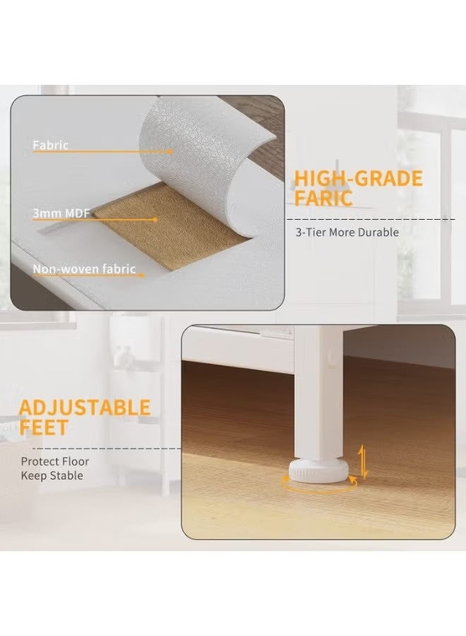 XiuWoo 11-Drawer Fabric Dresser with Side Pockets and Wooden Top – Large Storage Organizer Cabinet with Metal Frame for Bedroom, Closet, Living Room & Hallway - Image 4