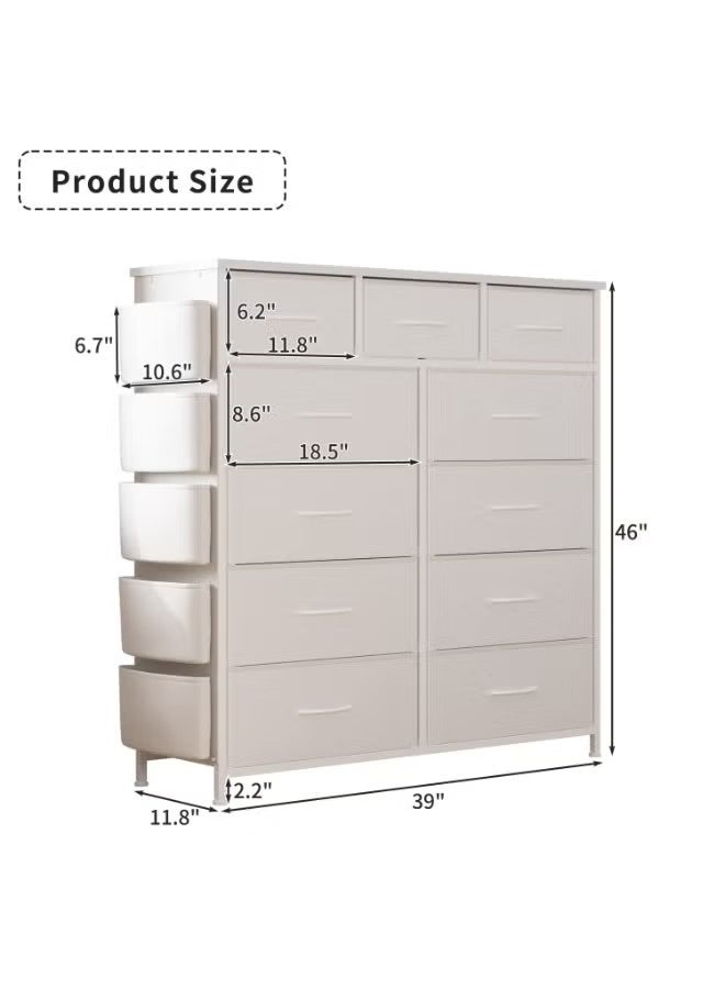 XiuWoo 11-Drawer Fabric Dresser with Side Pockets and Wooden Top – Large Storage Organizer Cabinet with Metal Frame for Bedroom, Closet, Living Room & Hallway - Image 5