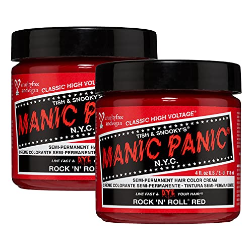 MANIC PANIC Classic Rock N Roll Red Semi Permanent Hair Color - Warm Medium Red Hair Dye for Women & Men That Lasts 4-6 Weeks - Vegan, Ammonia & Cruelty-Free - Create & Mix Custom Shades (4oz / 2pk) - Image 1
