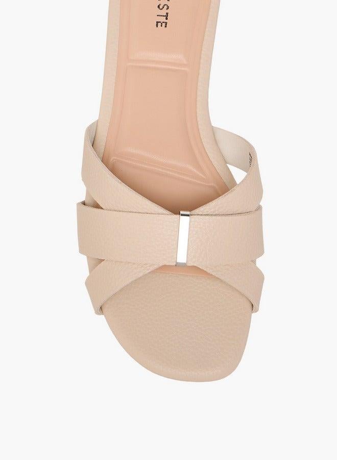 Celeste Women's Solid Slip-On Cross Strap Sandals - Image 4