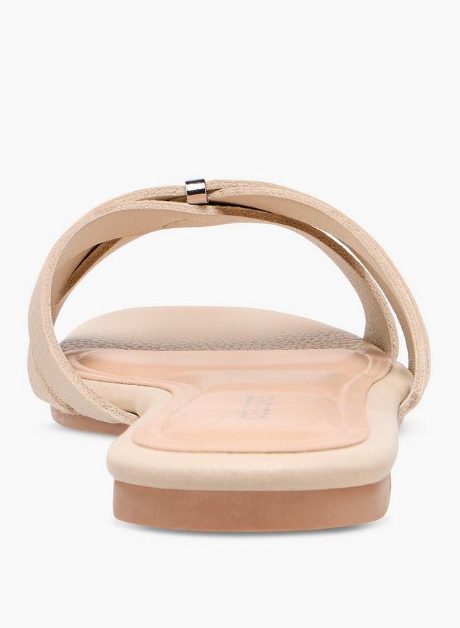 Celeste Women's Solid Slip-On Cross Strap Sandals - Image 5