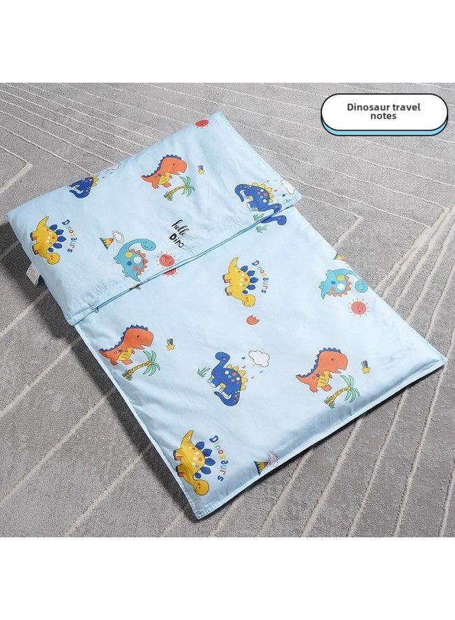 # غطاء مرتبة رياض الأطفال من القطن الخالص، غطاء مرتبة من القطن الكرتوني، غطاء لحاف ناعم من القطن، غطاء بسحاب - اللون: رحلة الديناصور [غطاء لحاف فئة 60] - المواصفات: 120 × 70 سم - Image 1
