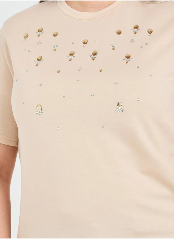 ستايلي Plus Embellished Short Sleeve T-Shirt