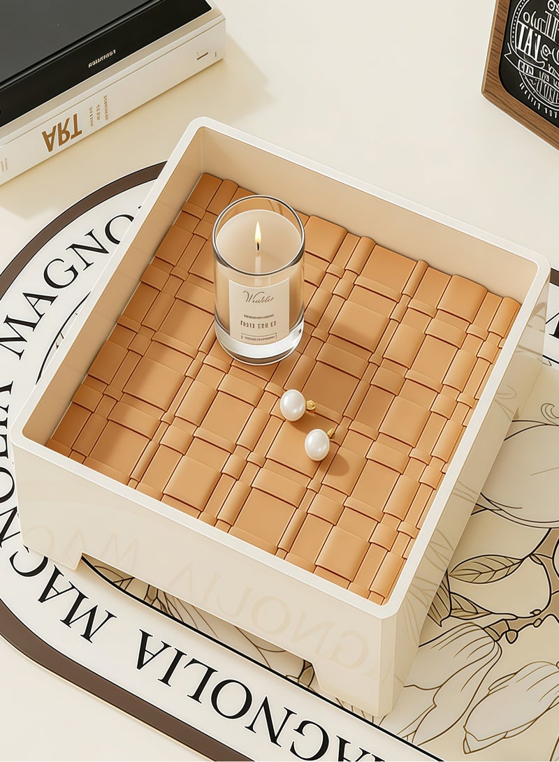 شو وو طبق زينة، صينية تخزين، صينية تقديم مستطيلة، طبق تخزين للمدخل، سلة تقديم، لتخزين مستحضرات التجميل والمجوهرات، وإكسسوارات الزينة، للمنزل، غرفة المعيشة، الحمام، هدية منزل جديد/هدية - Image 1