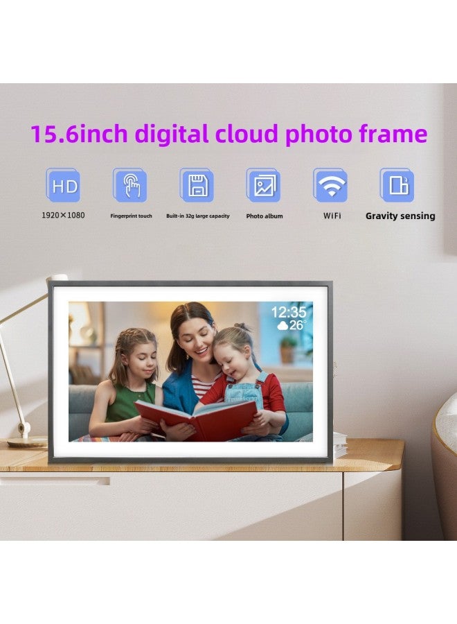 15.6 Inch WIFI Digital Photo Frame Frameo Uhale Smart Cloud Photo Frame Mobile Phone Remote Push-Color:Black  - Image 2