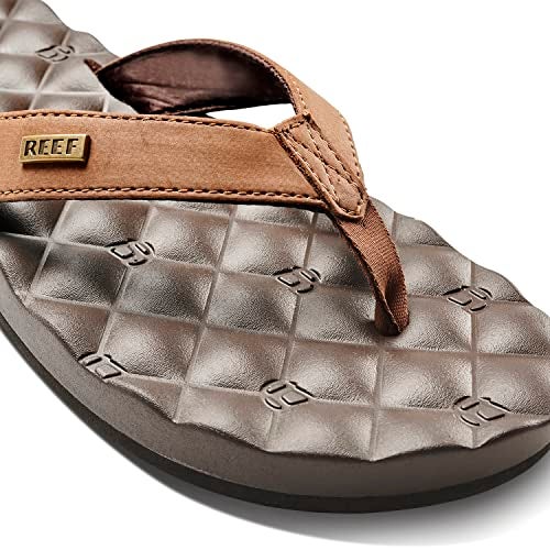 Reef Dreams Womens Flip Flop, Memory Foam Cushion Footbed, Faux Leather Satin Lined Strap, Brown, 8 - Image 3