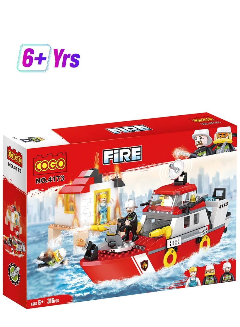 COGO 4173 316-Piece Firefighter Series Non-Toxic Building Blocks Set For Kids 316 6+ Years - Image 1