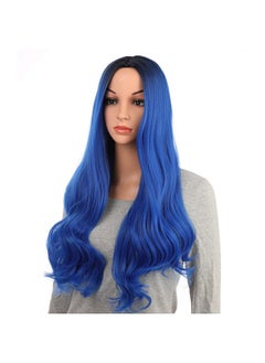 OneDor Onedor Long Curly Multi-Color Colorful Hair Full Wigs - Charming Party Wig (Black Root Blue Ombre  - Image 5