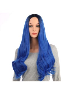 OneDor Onedor Long Curly Multi-Color Colorful Hair Full Wigs - Charming Party Wig (Black Root Blue Ombre  - Image 1