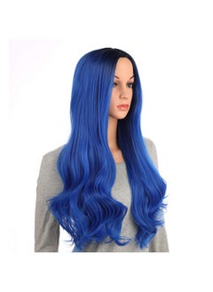 OneDor Onedor Long Curly Multi-Color Colorful Hair Full Wigs - Charming Party Wig (Black Root Blue Ombre  - Image 4