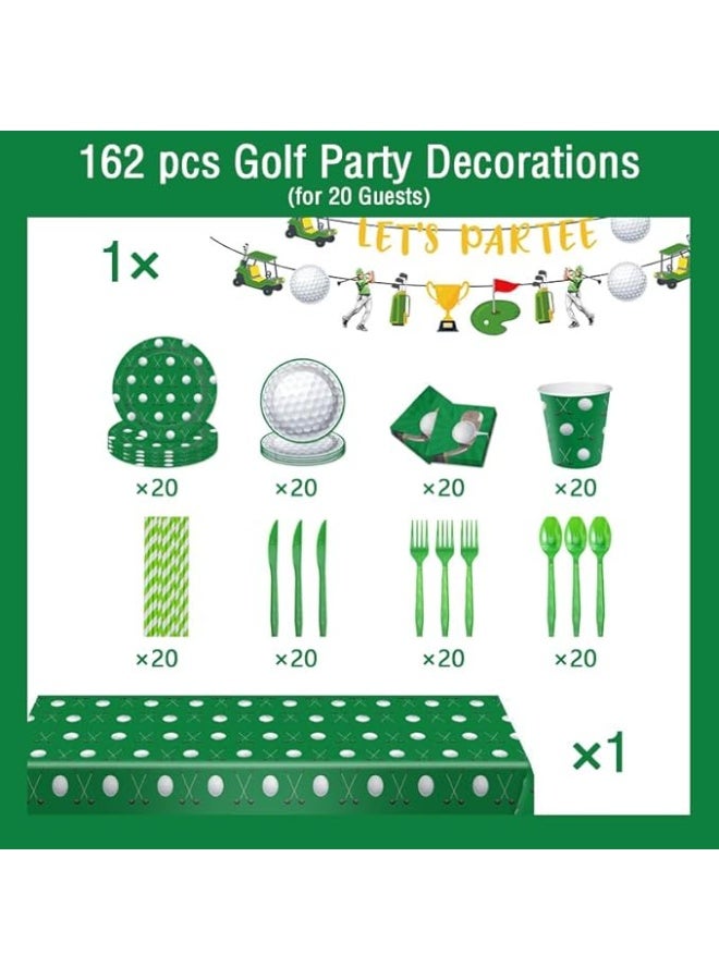 162 Pieces Golf Themed Party Supplies Decorations Kit for Birthday Parties, Serves 20 Guests - Image 2