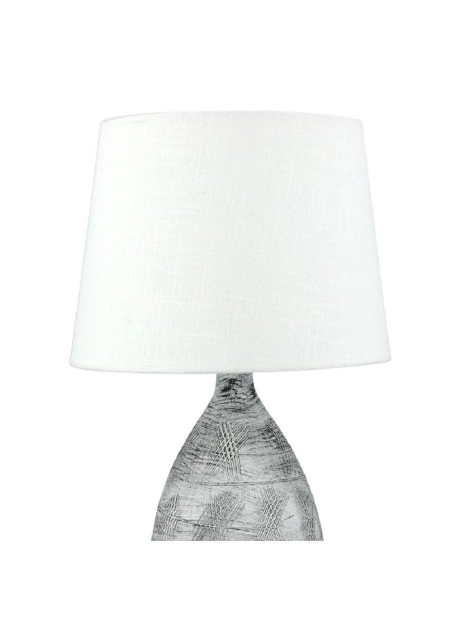 Micasa 60W E27 Ceramic Table Lamp White and Grey 25 x 42 x 25 cm DB103 - Image 2
