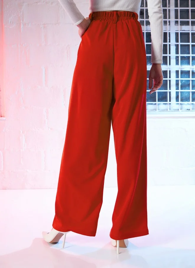 ساسافراس Red Loose Fit High-Rise Parallel Trousers for Women