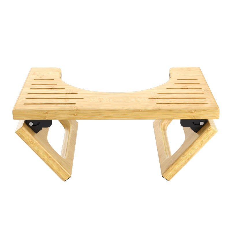 AmazerBath 7 Inches Bamboo Toilet Stool Squat for Adult Foldable Squatting Potty Stool for Bathroom Poop Step Stool with NonSlip Strip SpaceSaving No Assembly Required Natural Color